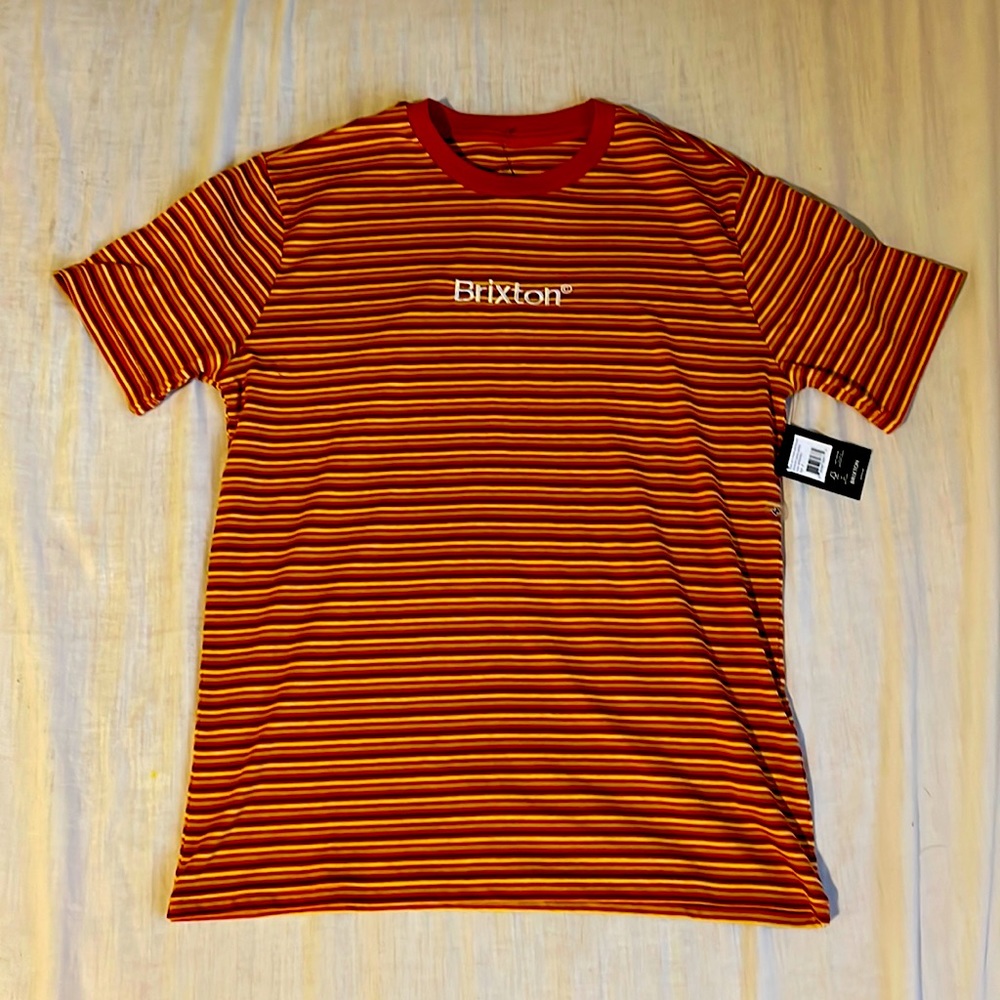 Orange striped brixton shirt.